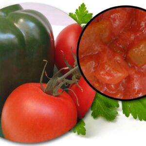 Tomate Frito con Pimientos verdes asados